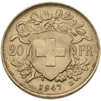 Swiss Gold 20 Francs Helvetia Coin AU